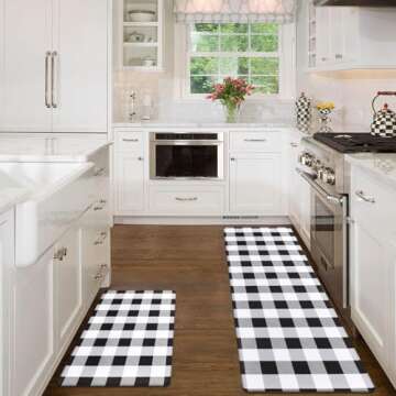 Pauwer Anti Fatigue Kitchen Mat Set of 2 - Non Skid, Washable, Stylish and Comfortable