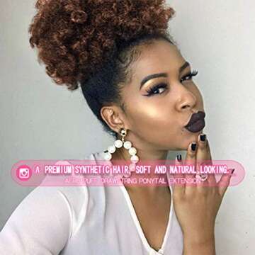 rosmile Afro Puff Drawstring Ponytail Extension for Black Women, Premium Medium Brown #4 80 Gram Sho...