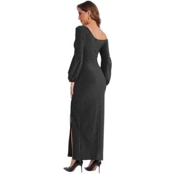 Black Sexy Evening Gowns for Women Formal Elegant One Shoulder Long Sleeve Evening Party Dresses Sparkly High Split Cocktail Long Dress