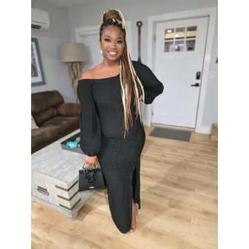 Black Sexy Evening Gowns for Women Formal Elegant One Shoulder Long Sleeve Evening Party Dresses Sparkly High Split Cocktail Long Dress