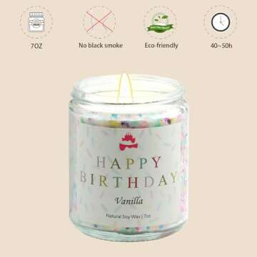 Happy Birthday Candle - Birthday Gifts for Women, Best Friend Birthday Gifts Ideas, Natural Soy Wax ...
