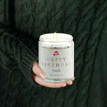 Happy Birthday Candle - Birthday Gifts for Women, Best Friend Birthday Gifts Ideas, Natural Soy Wax Vanilla Scented Candles