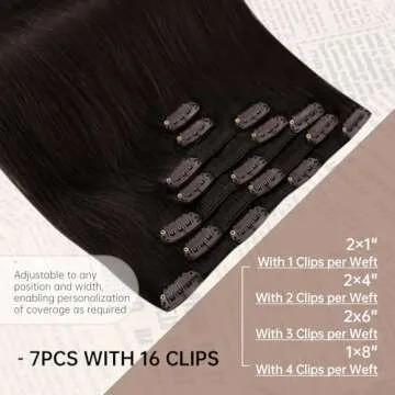 Sunny Hair Clip in Hair Extensions Straight Human Hair Clip in Extensions Remy Clip in Hair Extensions Real Human Hair Extensions Clip ins Dark Brown Hair Extensions 18inch