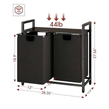 Kitstorack Laundry Basket Organizer with Shelf & Bags