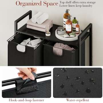 Kitstorack Laundry Basket Organizer with Shelf & Bags