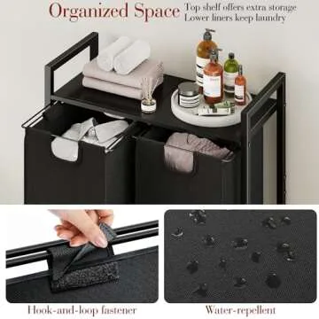 Kitstorack Laundry Basket Organizer with Shelf & Bags