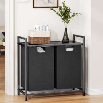 Kitstorack Laundry Basket Organizer with Shelf & Bags