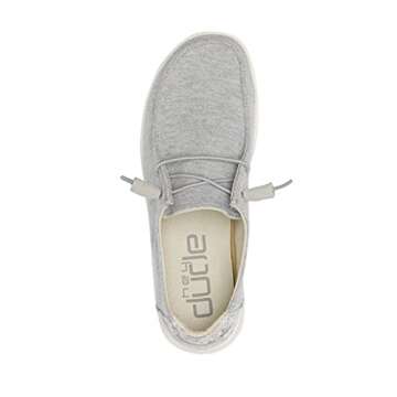Hey Dude Women's Wendy Stretch Fleece Glacier Gray Size 7 | Women’s Shoes | Women’s Lace Up Loafers | Comfortable & Light-Weight