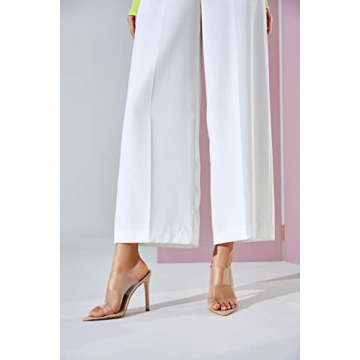 vivianly Clear Pointed Toe Heel Sandals Transparent Strap Stiletto High Heels Slip on Mules for Women Size 9