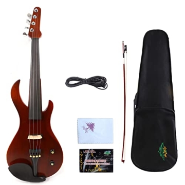 Yinfente 4/4 Violin Metallic Electric Violin Electric Guitar Shape Professional Violin Solid wood Fu...