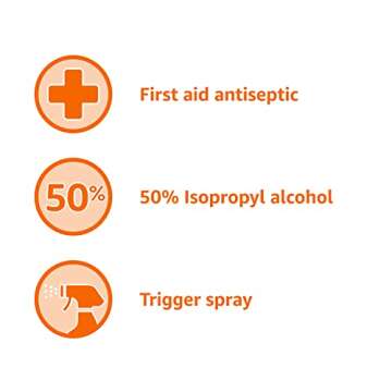 Amazon Basics 50% Isopropyl Alcohol First Aid Antiseptic Spray Bottle, Unscented, 10 Fl Oz (Pack of 6) (Previously Solimo)