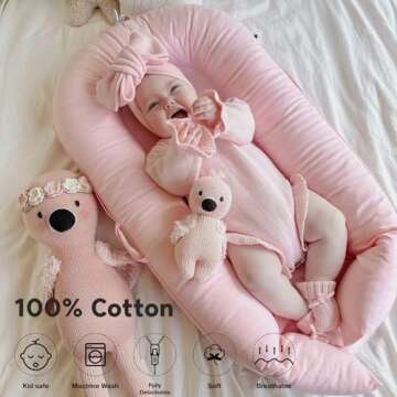 CooCooBaby Deluxe Infant Lounger - 100% Cotton Baby Nest for Newborns
