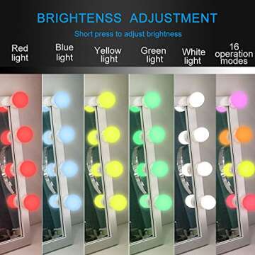 SICCOO Vanity Lights for Mirror, RGB Colorful DIY Hollywood Lighted Makeup Vanity Mirror Dimmable Lights, 14-Bulb, RGB (Mirror Not Include)