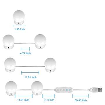 SICCOO Vanity Lights for Mirror, RGB Colorful DIY Hollywood Lighted Makeup Vanity Mirror Dimmable Lights, 14-Bulb, RGB (Mirror Not Include)