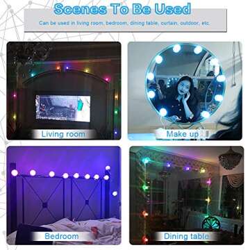 SICCOO Vanity Lights for Mirror, RGB Colorful DIY Hollywood Lighted Makeup Vanity Mirror Dimmable Lights, 14-Bulb, RGB (Mirror Not Include)
