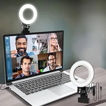 Professional Video Conference Clip-On Ring Light with Adjustable Brightness and Color Temperature