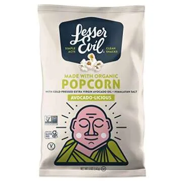 LesserEvil Avocado-Licious Organic Popcorn - 12 Bags of Healthy Snack
