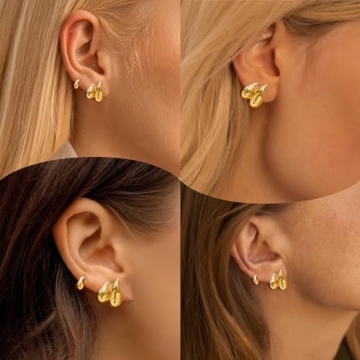 Gokeey Chunky Gold Hoop Earrings Set for Women - Lightweight & Stylish