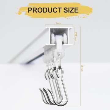 FELIDESIGN Curtain Track, Ceiling Curtain Track for Room Divider, Ceiling Mount Rail Set with Roller Hooks, White, 6ft - 9ft