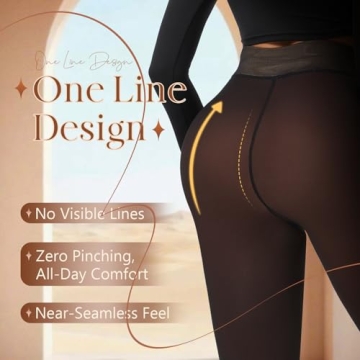 Spring Water Fleece Lined Tights Leggings Women - Black and Thermal Warm One Lined Design Skintone f...