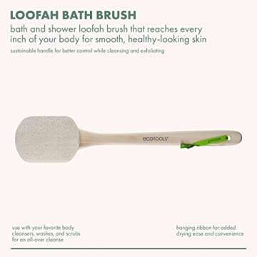 EcoTools Loofah Bath Brush, Back Brush for Bath & Shower, Made with Long Handle & Natural Loofah Material for Exfoliation, Shower Brush for Men & Women, Eco-Friendly & Cruelty-Free, 2 Count