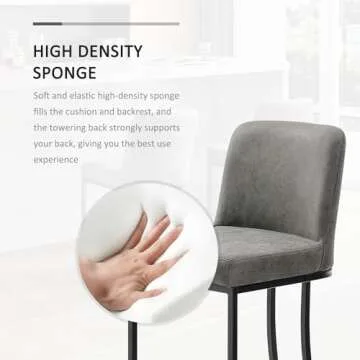 Ugijei Leather Bar Stools Set of 4, 24" Counter Height Barstools with Gold Metal Frame, Gold Bar Chairs for Kitchen Island, Bar, Pub (Grey)