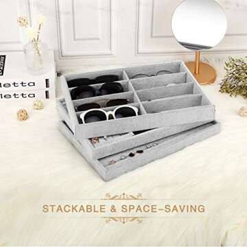 Elegant Emibele Sunglass Organizer with 8 Velvet Grids