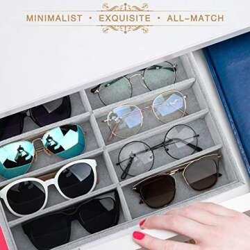 Elegant Emibele Sunglass Organizer with 8 Velvet Grids