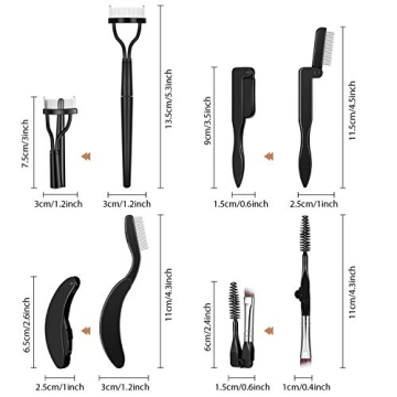 Folding Eyebrow Comb and Eyelash Separator Set of 4