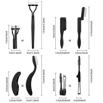 Folding Eyebrow Comb and Eyelash Separator Set of 4