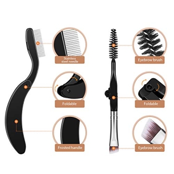 Folding Eyebrow Comb and Eyelash Separator Set of 4
