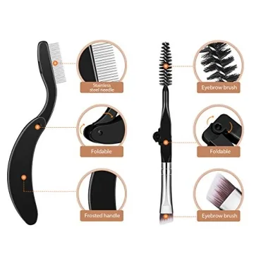 Folding Eyebrow Comb and Eyelash Separator Set of 4