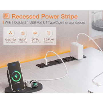 ODK 55 Inch L Shaped Gaming Desk with Power Outlets