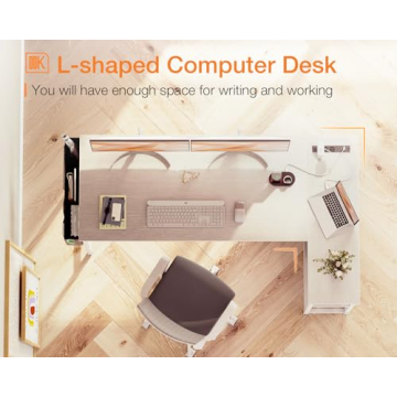 ODK 55 Inch L Shaped Gaming Desk with Power Outlets