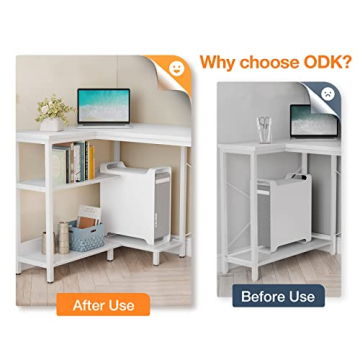 ODK 55 Inch L Shaped Gaming Desk with Power Outlets