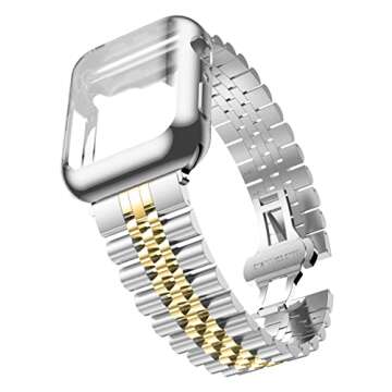 baozai Compatible Apple Watch Bands 46mm 45mm 44mm 42mm 41mm 40mm 38mm, Stainless Steel Band with Sc...
