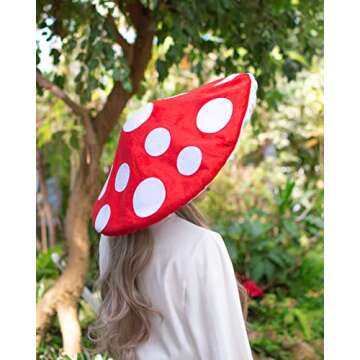 Dreamstall Mushroom Hat Costume Cosplay Accessory Party Hat Cap, Oversized with Wired Brim (Red)
