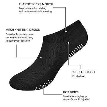 COZYOFFI Pilates Grip Socks: 6 Pairs Non-Slip Yoga Socks for Comfort & Safety
