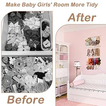 kangaroo Headband Holder Hair Bows Organizer for Baby Girls Large Capacity Bow Holder Hair Accessories Wall Hanging Organizer for Toddler Baby Girl Nursery Room Decor