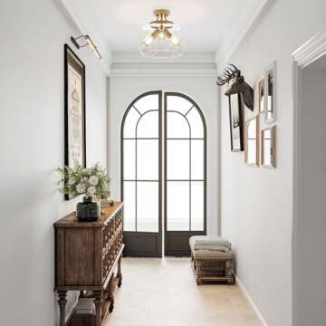 VONLUCE Semi Flush Mount Ceiling Light, 13.8" Ceiling Light Fixture with Clear Glass Shade, E26 Base...