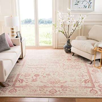 SAFAVIEH Adirondack Collection Area Rug - 10' x 14', Ivory & Rose, Oriental Distressed Design, Non-S...