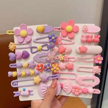 Ooosonlu 28 pcs Hair Clips for Girls Kids Teens, Cute Candy Color Hair Clips for Girls, Hair Accessories for Girls with Assorted Patterns, Wide Use, Great Value Set
