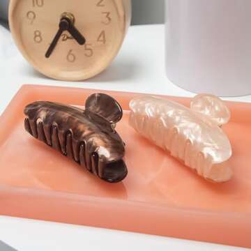 Kitsch Eco-Friendly Marble Claw Clip for Hair | Stylish Hair Clip for Thin Hair | Clamp | Holiday Gift Hair Accessories for Women | Hair Claw Clips for Thick Hair | Claw Clip 1pc (Brunette)