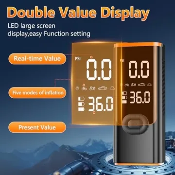 Tire Inflator Portable Air Compressor, 180PSI Air Pump for Car Tires with 25000mAh Battery, One Click Smart Air Pump Tire Inflator for Car, Motorcycle, Bicycle and More with Tire Pressure Gauge