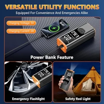 Tire Inflator Portable Air Compressor, 180PSI Air Pump for Car Tires with 25000mAh Battery, One Click Smart Air Pump Tire Inflator for Car, Motorcycle, Bicycle and More with Tire Pressure Gauge