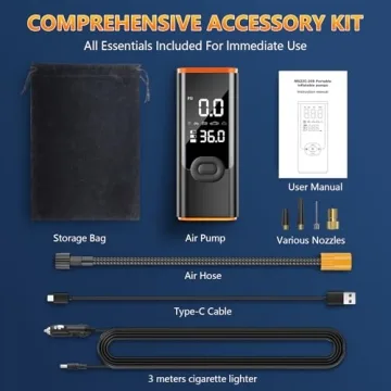 Tire Inflator Portable Air Compressor, 180PSI Air Pump for Car Tires with 25000mAh Battery, One Click Smart Air Pump Tire Inflator for Car, Motorcycle, Bicycle and More with Tire Pressure Gauge