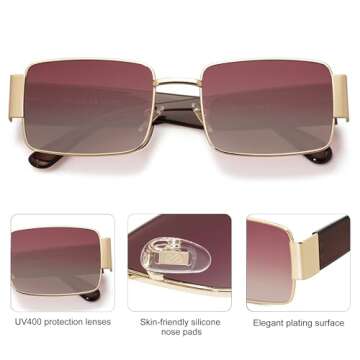SOJOS Retro Rectangle Sunglasses for Men and Women