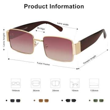 SOJOS Retro Rectangle Sunglasses for Men and Women