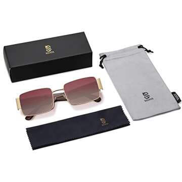 SOJOS Retro Rectangle Sunglasses for Men and Women