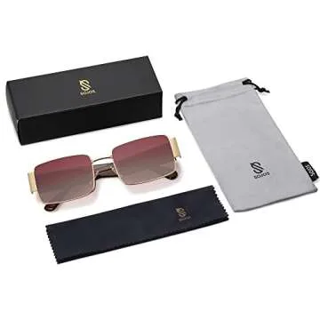 SOJOS Retro Rectangle Sunglasses for Men and Women